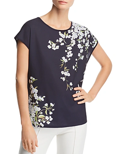 Shop Ted Baker Meahh Graceful Woven-front Tee - 100% Exclusive In Dark Blue