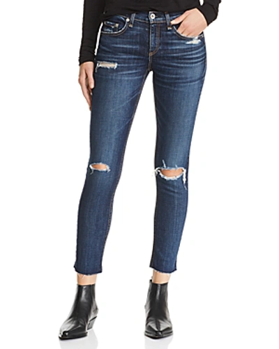 Shop Rag & Bone /jean Distressed Ankle Skinny Jeans In Franklin With Holes In Franklin W/ Holes