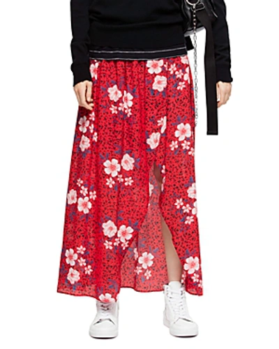 Shop Zadig & Voltaire Josia Pensee Silk Maxi Skirt In Red