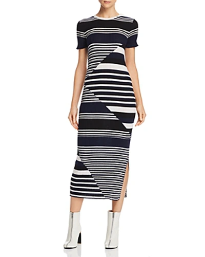 Shop Equipment Dewey Striped Merino-wool Dress In Eclipse Multi