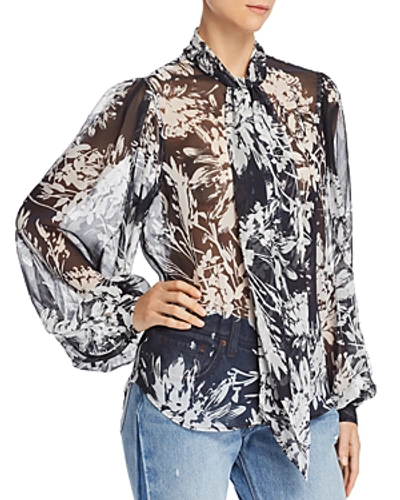 Shop Equipment Cleone Floral Silk Blouse In Eclipse/nature White