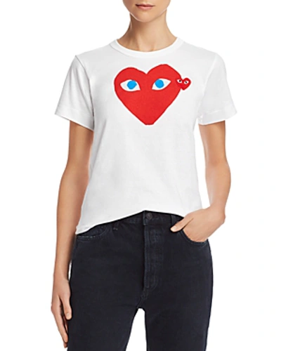 Shop Comme Des Garçons Play Red Heart Tee In White
