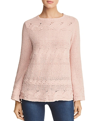 Shop Heather B Chenille Cable-knit Sweater In Blush