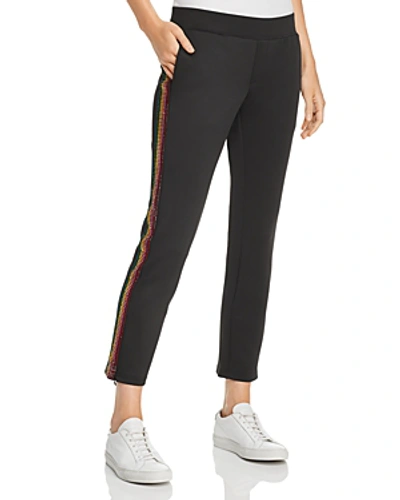 Shop Pam & Gela Rainbow Embellished Cropped Track Pants In Black