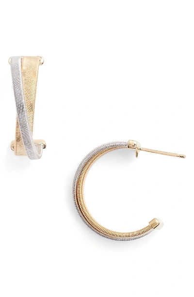 Shop Marco Bicego Masai Two-tone Hoop Earrings In Yellow Gold/ White Gold