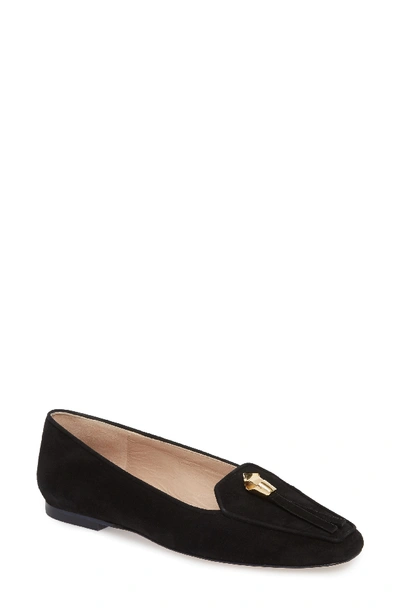 Shop Stuart Weitzman Slipknot Loafer In Black Suede