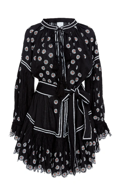 Shop Acler Spencer Embroidered Broadcloth Mini Dress In Black
