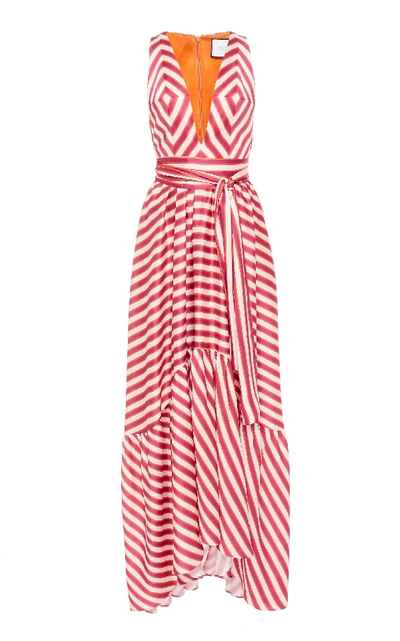 Shop Alexis Oksana Striped Satin Maxi Dress