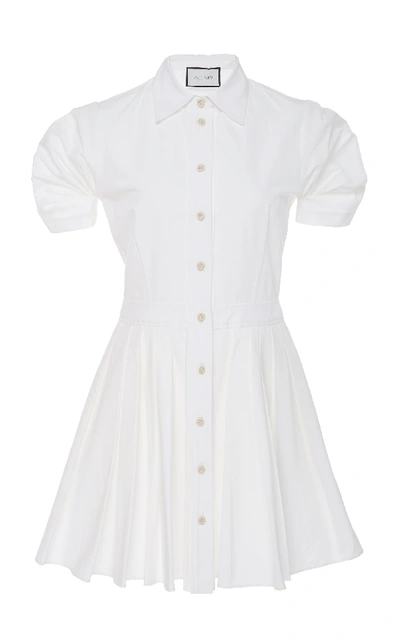 Shop Alexis April Pleated Cotton-blend Mini Dress In White