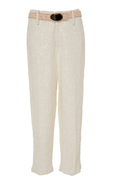 Shop Acheval Pampa Al Viento Sequin Pants In White