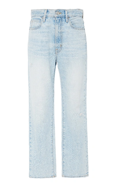 Shop Slvrlake Denim London High-rise Straight-leg Cropped Jeans In Light Wash