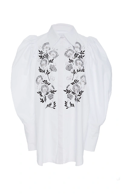 Shop Acler Vallen Embroidered Cotton Top In White