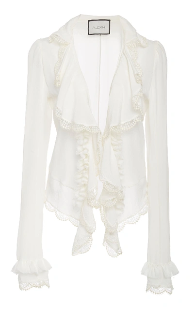 Shop Alexis Phineas Ruffled Silk Top In White