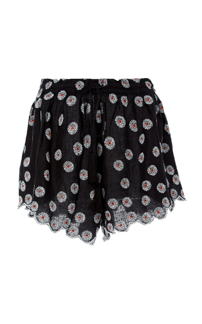 Shop Acler Spencer Embroidered Broadcloth Shorts In Black