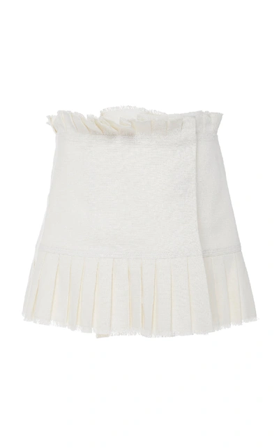 Shop Alexis Merit Pleated Linen Mini Skirt In White