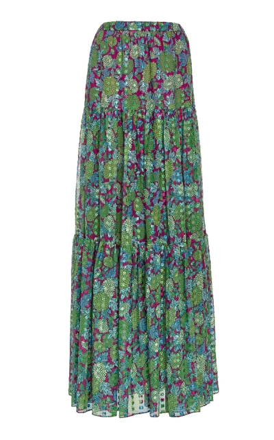 Shop Alexis Grizelda Printed Maxi Skirt In Green