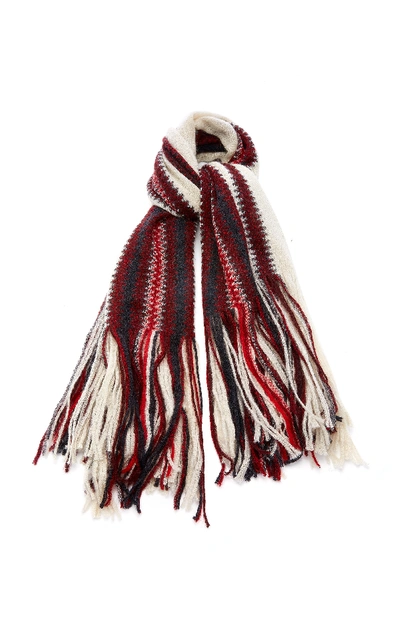Shop Isabel Marant Kimn Striped Mohair-blend Scarf In Red