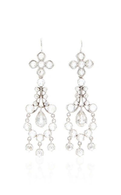 Shop Nam Cho 18k White Gold And White Sapphire Earrings