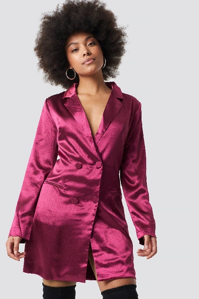 Shop Glamorous Satin Suit Dress Pink In Mulberry Satin