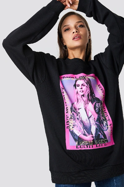 Shop Zara Larsson Front Print Unisex Sweatshirt - Black