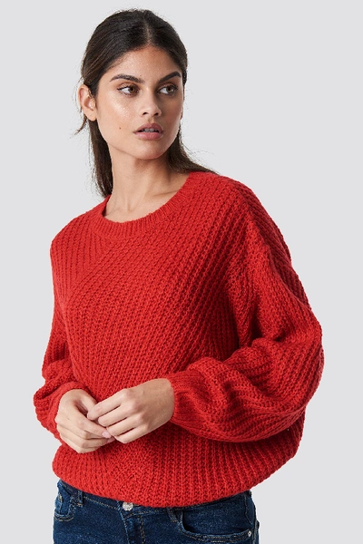 Shop Top Secret Wide Sleeve Knitted Sweater - Red