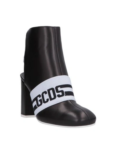 Shop Gcds _wh, Sabot 01 White Woman Ankle Boots Black Size 7 Leather, Textile Fibers