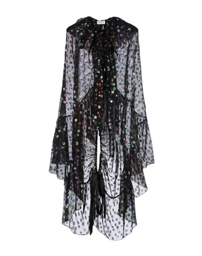 Shop Saint Laurent Woman Capes & Ponchos Black Size 2 Silk, Polyester