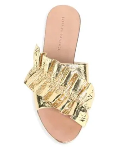 Shop Loeffler Randall Rey Metallic Leather Slides In Yellow