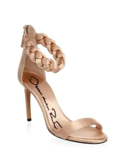 Shop Oscar De La Renta Satin Stiletto Sandals In Pink