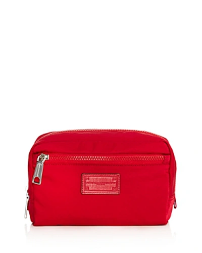 Shop Rebecca Minkoff Nylon Cosmetic Case In Scarlet Red/silver