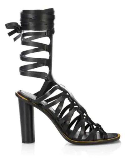 Shop Altuzarra Classic Leather Gladiator Sandals In Black