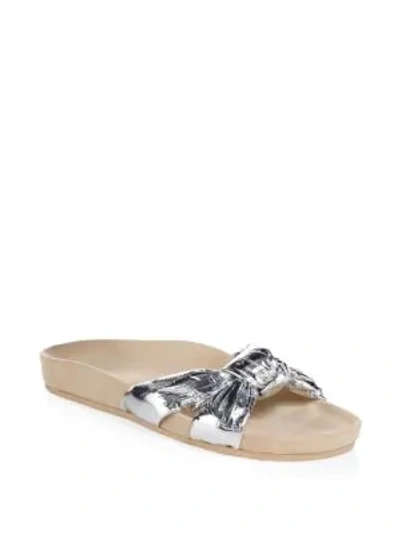 Shop Loeffler Randall Gertie Metallic Sandals In Silver