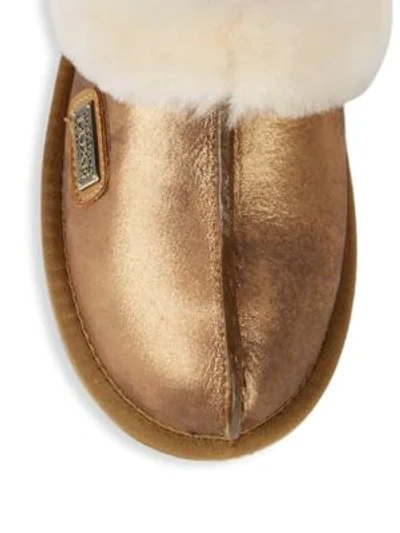 Shop Australia Luxe Collective Shearling & Leather Mule Slides In Gold