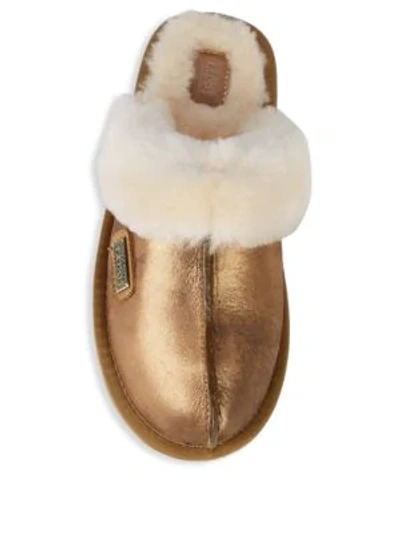 Shop Australia Luxe Collective Shearling & Leather Mule Slides In Gold