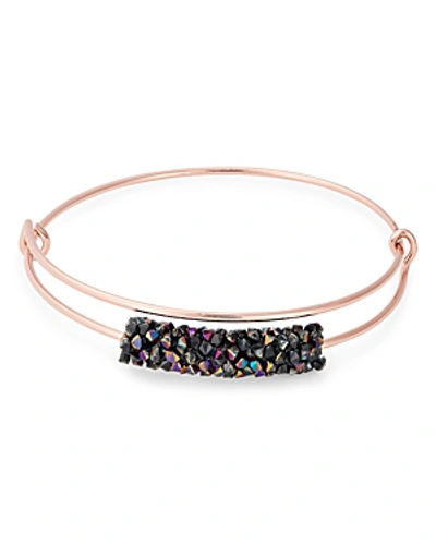 Shop Alex And Ani Shiny Fine Rocks Expandable Bracelet In Shiny Rose Gold/black