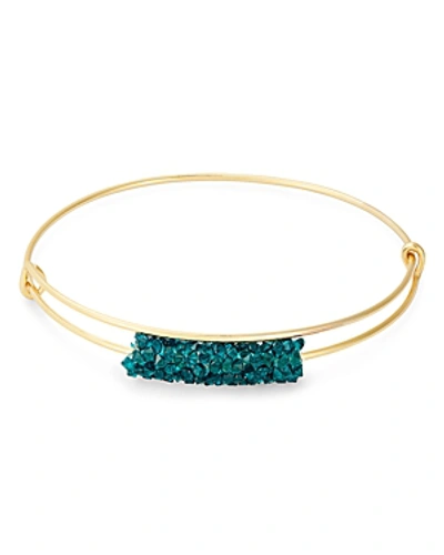 Shop Alex And Ani Fine Rocks Crystal-encrusted Expandable Bracelet In Green/gold