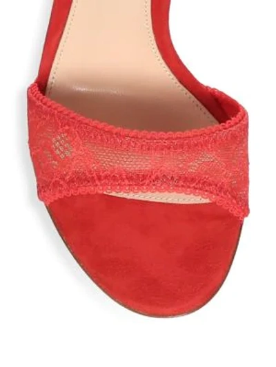 Shop Gianvito Rossi Lace Ankle Strap Sandals In Tabasco Red