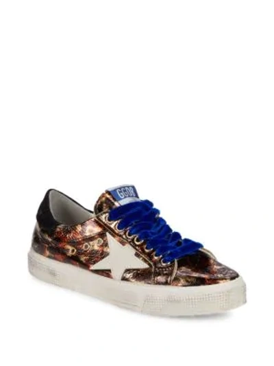 Shop Golden Goose May Superstar Leopard Print Leather Sneakers