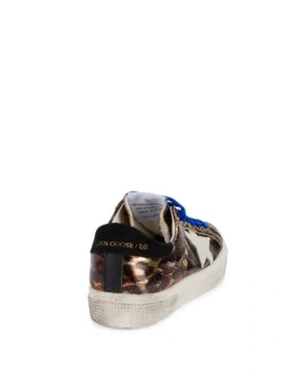 Shop Golden Goose May Superstar Leopard Print Leather Sneakers