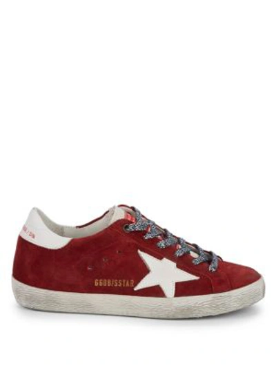 Shop Golden Goose Logo Lace-up Sneakers In Red