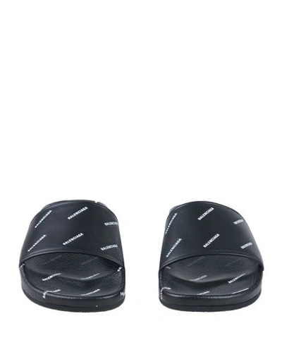 Balenciaga Allover Leather Logo Slides In Grey | ModeSens