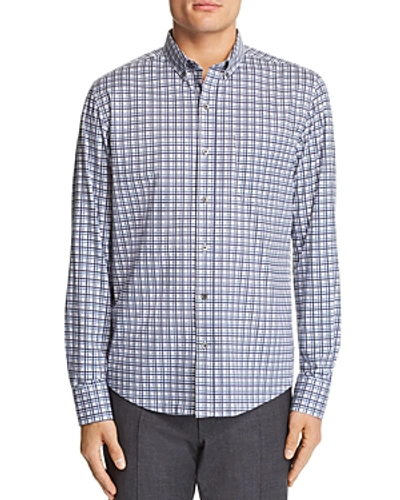 Shop Wrk Reworked Plaid-print Regular Fit Button-down Shirt In Navy/white