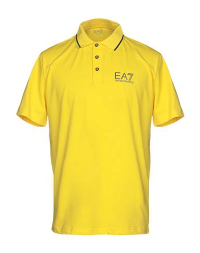 Shop Ea7 Polo Shirts In Yellow