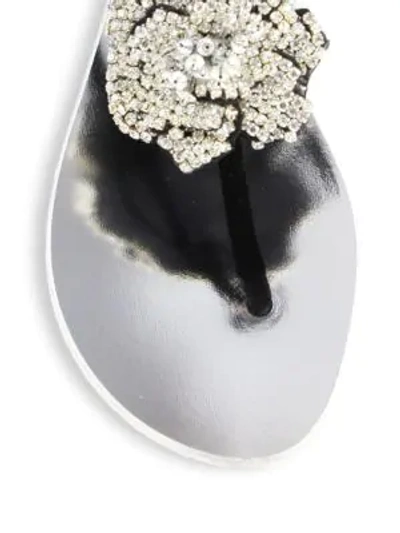 Shop Giuseppe Zanotti Swarovski Crystal Rose T-strap Velvet Sandals In Argento