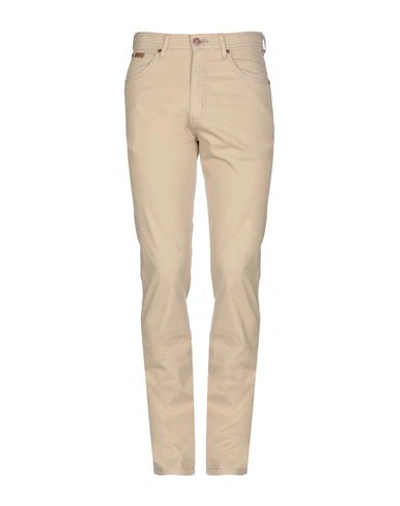 Shop Wrangler Man Pants Beige Size 30w-34l Cotton, Elastane