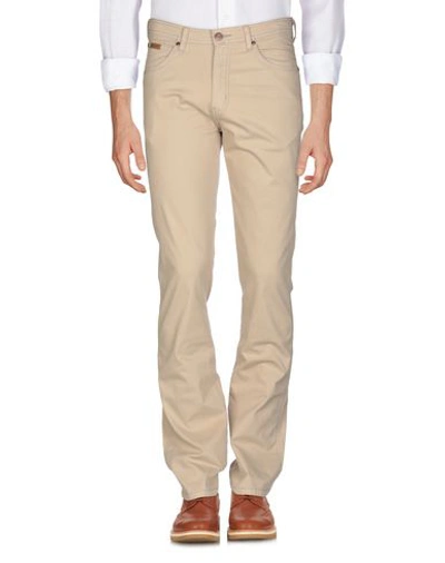 Shop Wrangler Man Pants Beige Size 30w-34l Cotton, Elastane