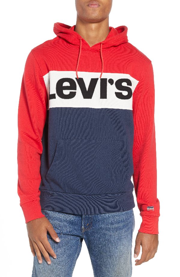 levis hoodie red white blue