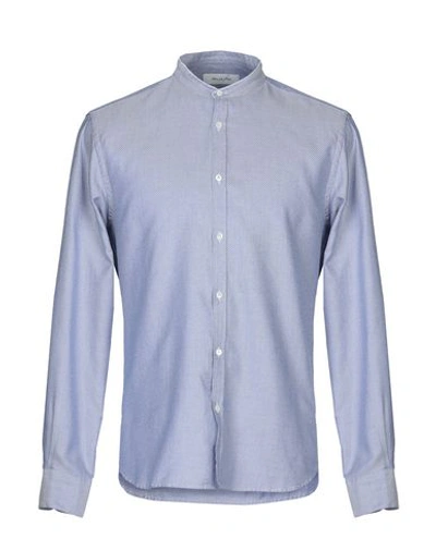 Shop Aglini Man Shirt Midnight Blue Size 16 Cotton In Dark Blue