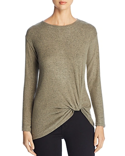 Shop Alison Andrews Twist-hem Top In Olive/black Marl