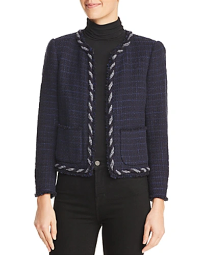 Shop Rebecca Taylor Crochet Tweed Jacket In Dark Violet